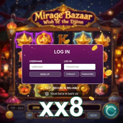 Interface do app xx8 com promoções e jogos de cassino
